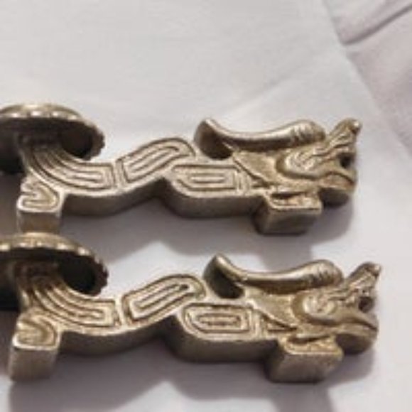 Asian Silver Dragon Chopstick Spoon Rest Holders - Picture 3 of 6